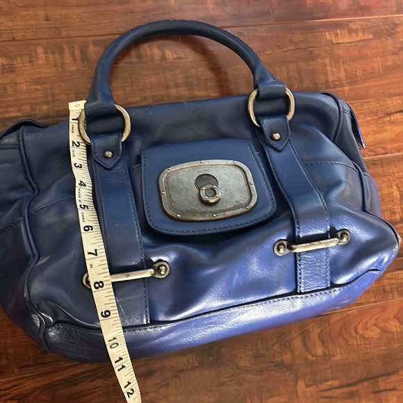 Celine Blue Leather Triomphe Shoulder Bag Celine Blue Leather Satchel